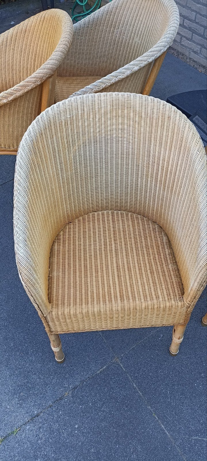 Rotan stoel vintage 5 stuks incl. handgemaakte kussenzitting, Tuin en Terras, Ophalen, Rotan
