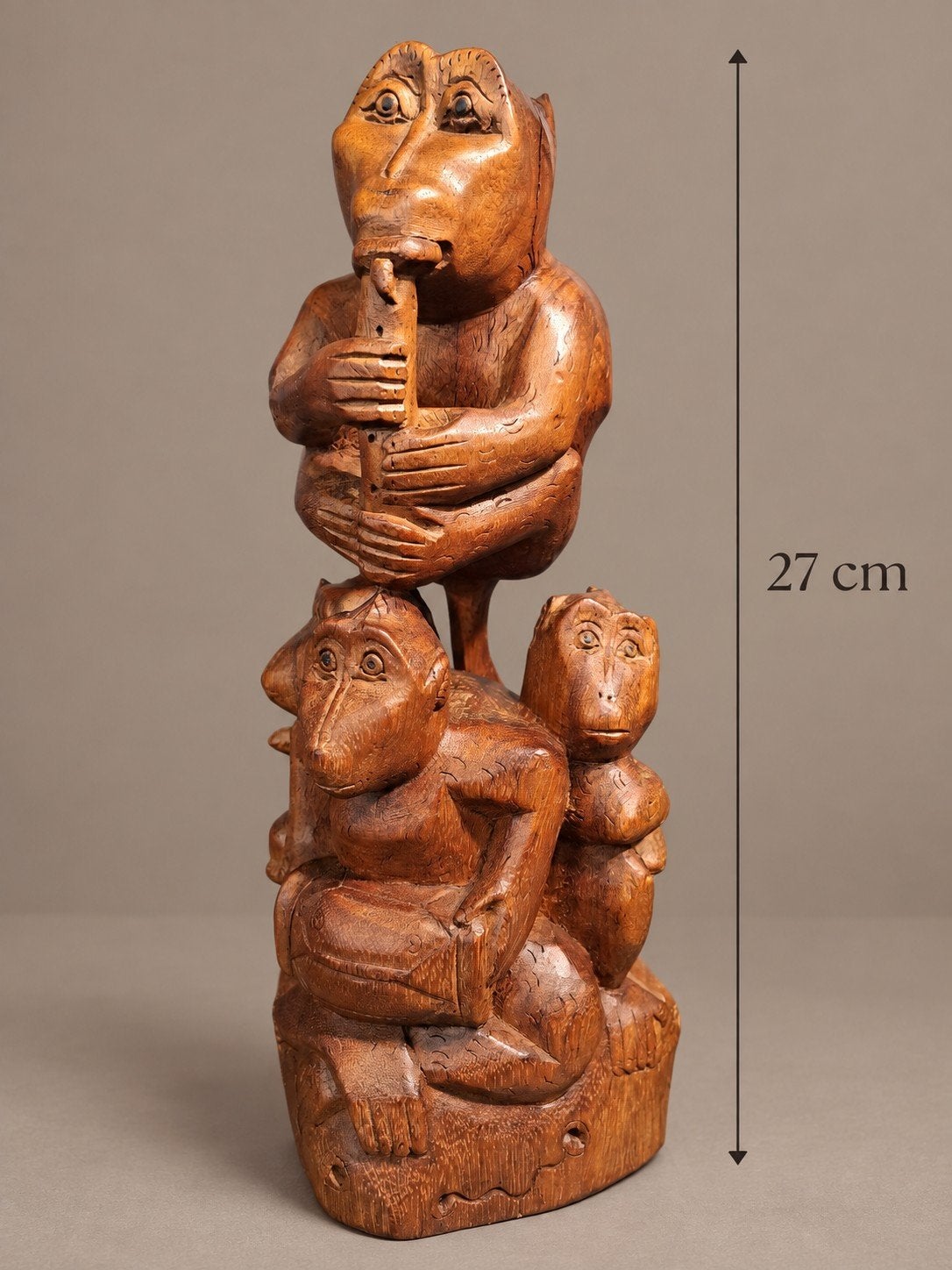Balinees houtsnijwerk: Apen Gamelan Orkest (Art Deco), Houtsnijwerk, Art deco, Ophalen of Verzenden, 20 - 50 cm