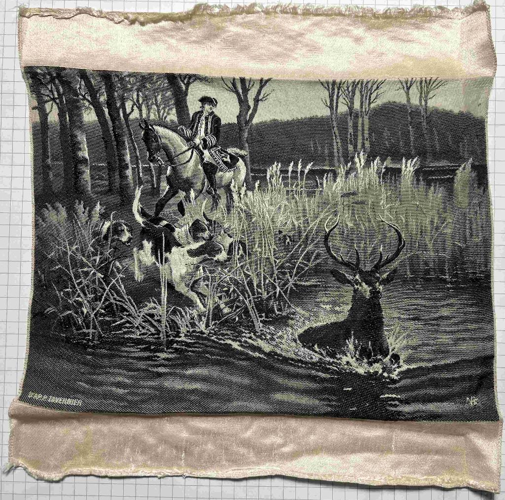 Zijde kunst doeken - Jacht - Antiek - Zwart/wit - VINTAGE, Antiek en Kunst, Ophalen of Verzenden
