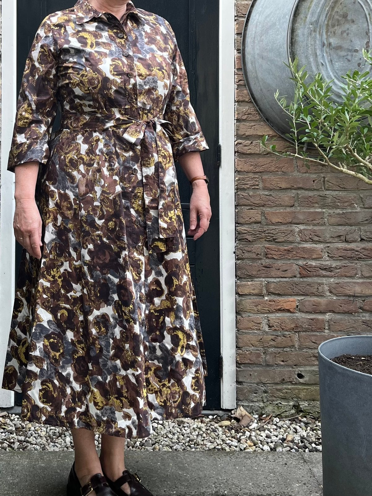 Handgemaakte jurk in Max Mara stof vintage look maat 40, Maat 38/40 (M), Overige kleuren, Ophalen of Verzenden, Zo goed als nieuw