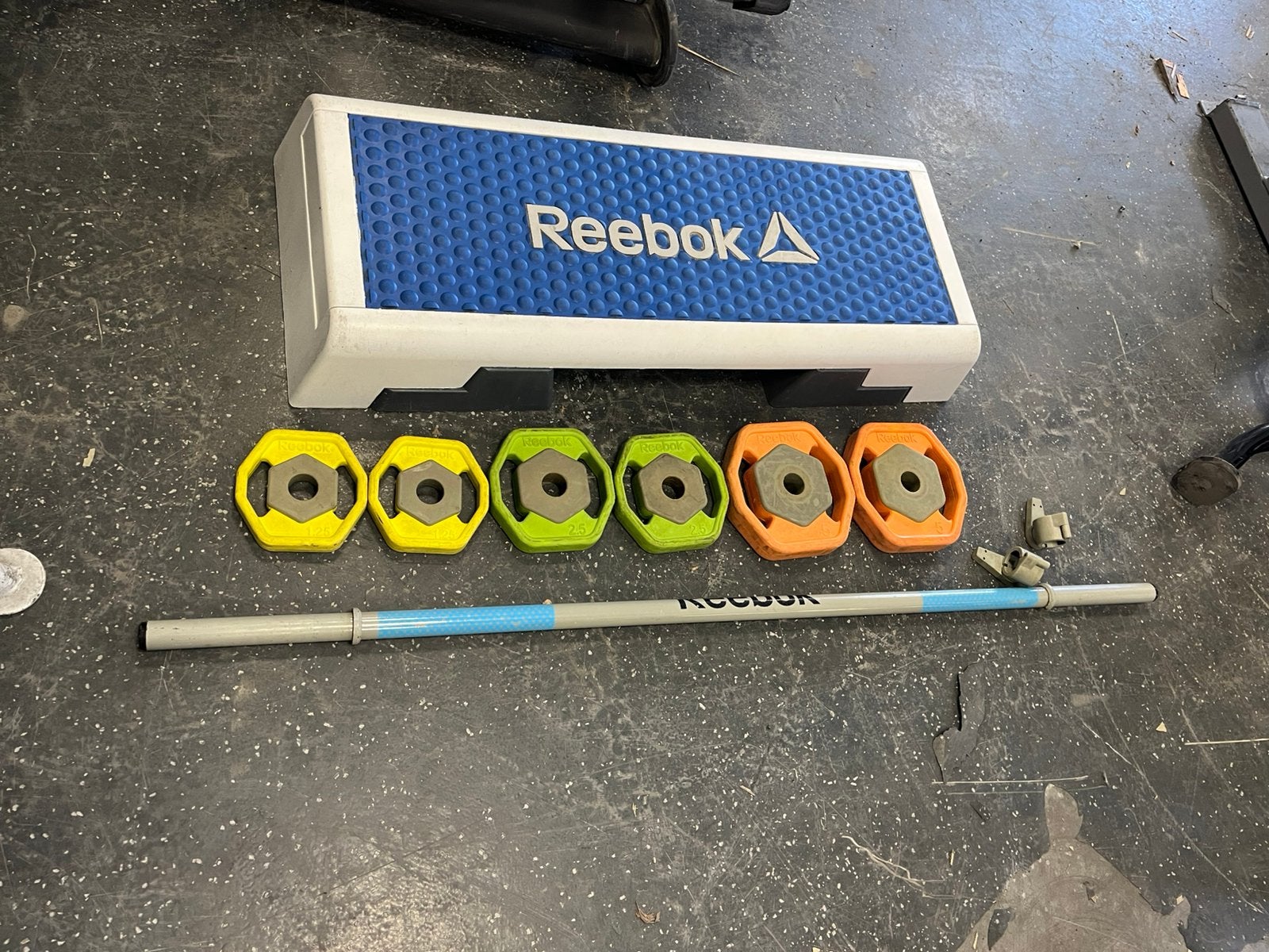 Reebok rep bodypump set 20 kg met step, Gebruikt, Step, Ophalen of Verzenden, Rep set 20 kg