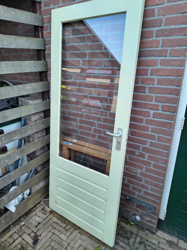 Buitendeur met glas - 82,5 x 201,5, Ophalen, Gebruikt, 80 tot 100 cm, Buitendeur