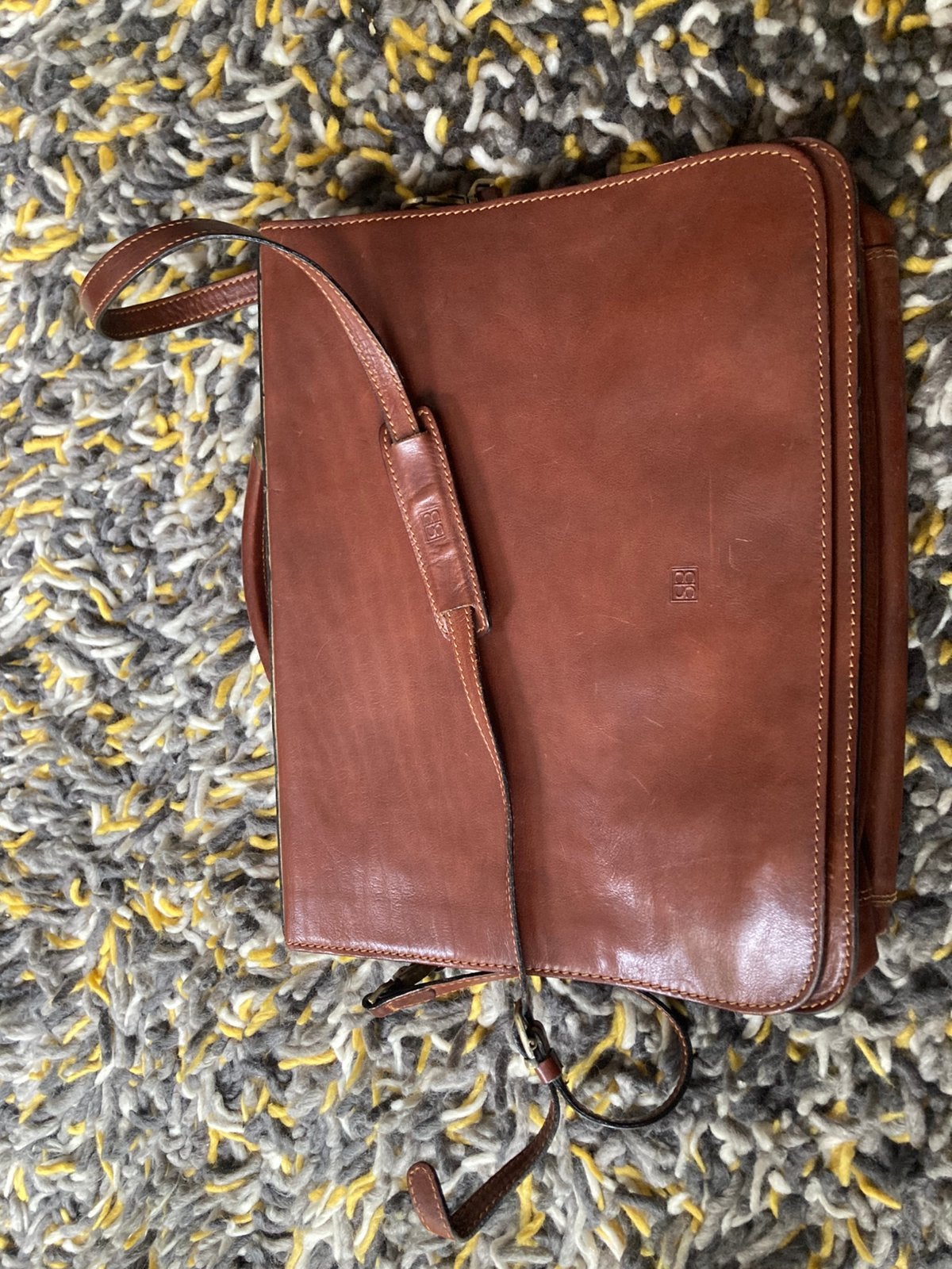 Vintage Sergio Belotti Leren Schoudertas/Aktetas, Overige merken, Gebruikt, Bruin, Ophalen of Verzenden