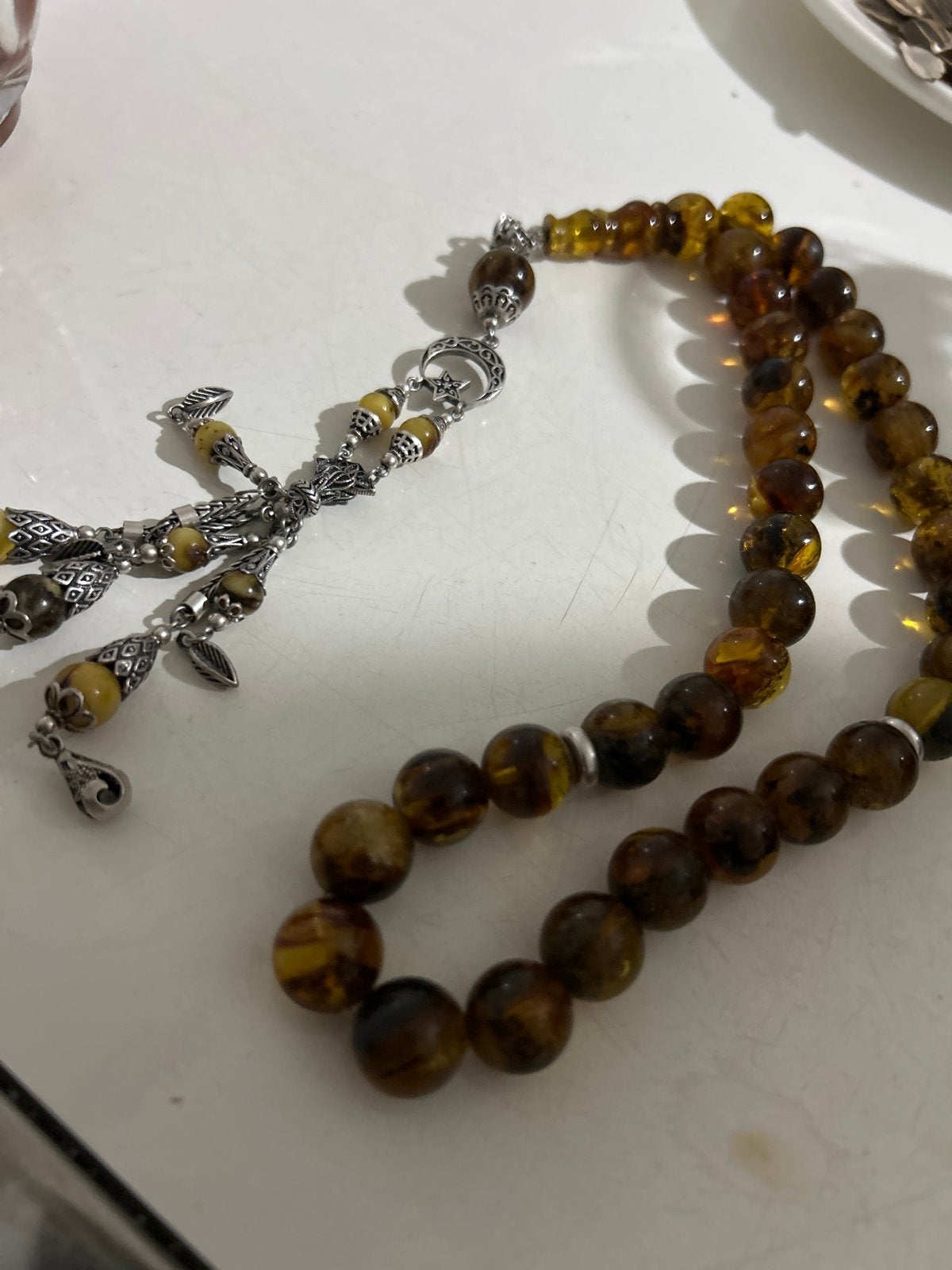 Botaniek  Litouws Damla Kehribar Tasbih - 12 mm kralen, Overige materialen, Bruin, Verzenden, Nieuw