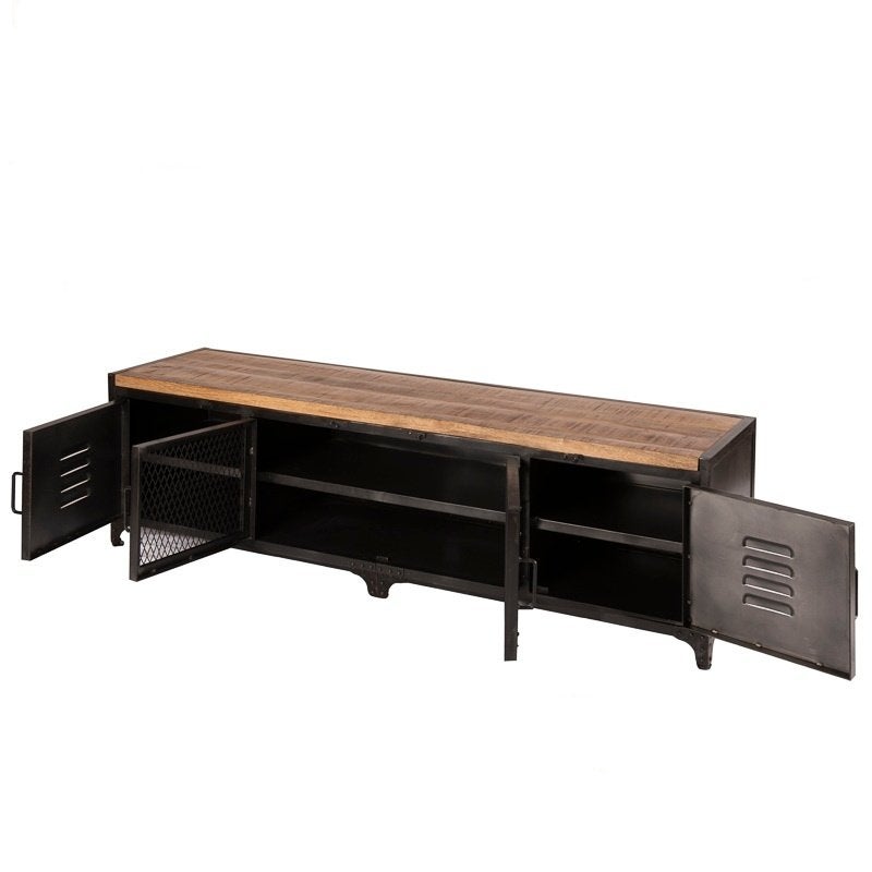 TV Meubel Industrieel Dressoir TV Kast van Mango en Metaal, Overige houtsoorten, Info@dehanzeherten.nl, De Hanze Herten BV, 150 tot 200 cm
