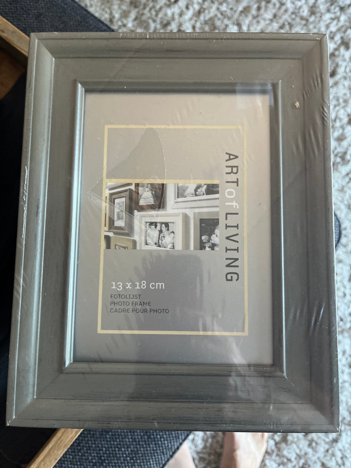fotolijst 13x18 cm - donker Grijs, Huis en Inrichting, Ophalen of Verzenden, Zo goed als nieuw, Met glas, Hout
