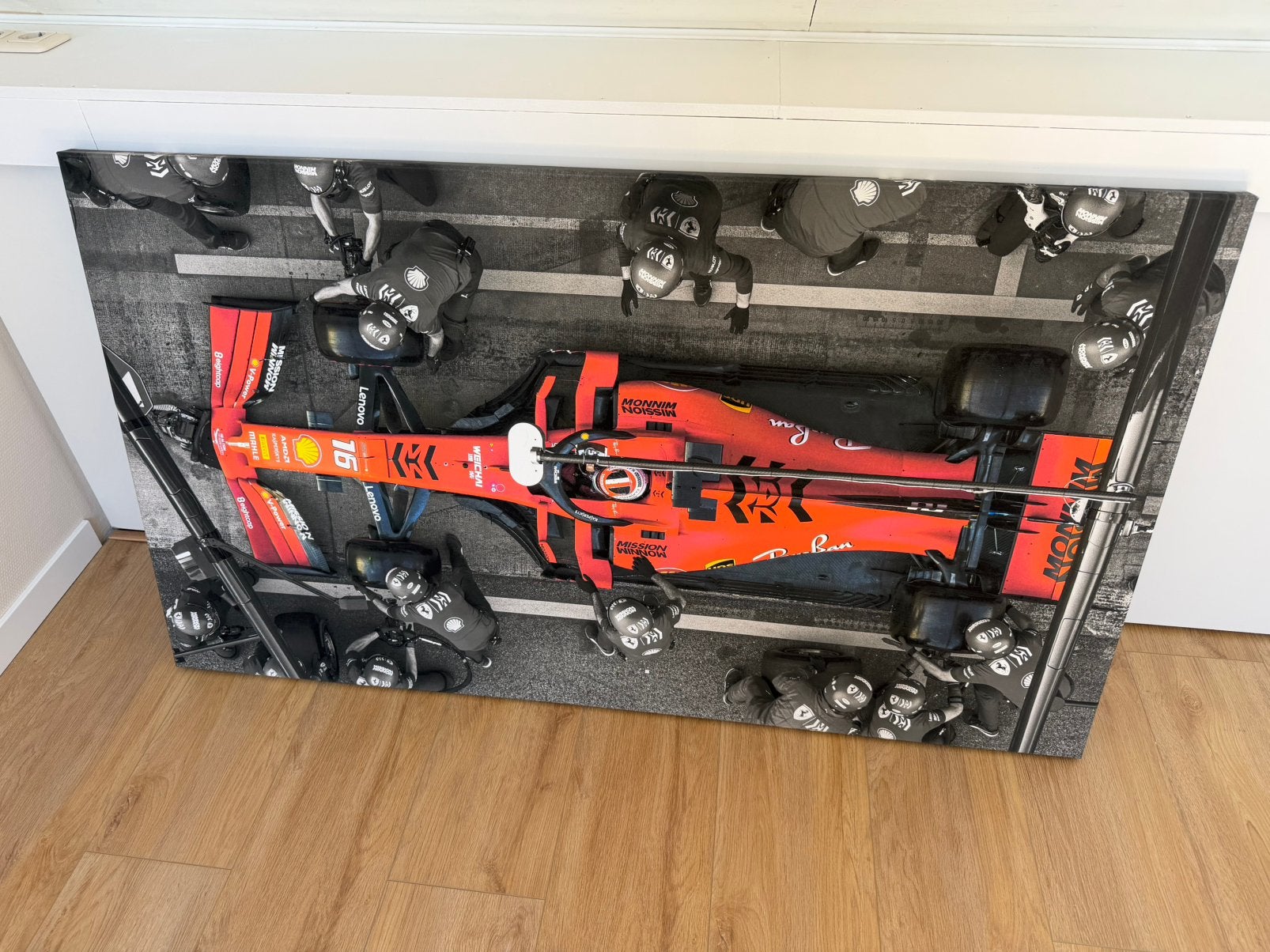 Charles Leclerc Canvas Doek Schilderij 160x90 cm, Ophalen of Verzenden, Zo goed als nieuw, Auto's