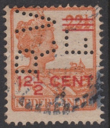 Ned Indië, firmaperforatie  R.V.F. op 143 gest, Ophalen of Verzenden, Gestempeld, Nederlands-Indië