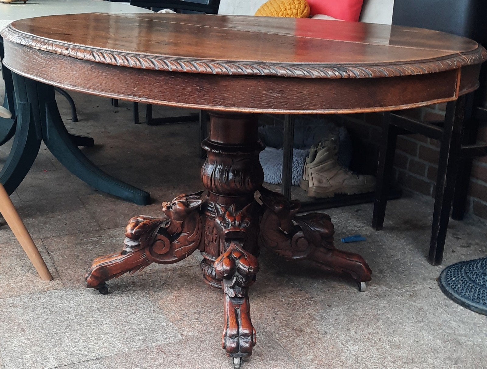Antiek Franse jacht eettafel Vossekop, Antiek en Kunst, Ophalen