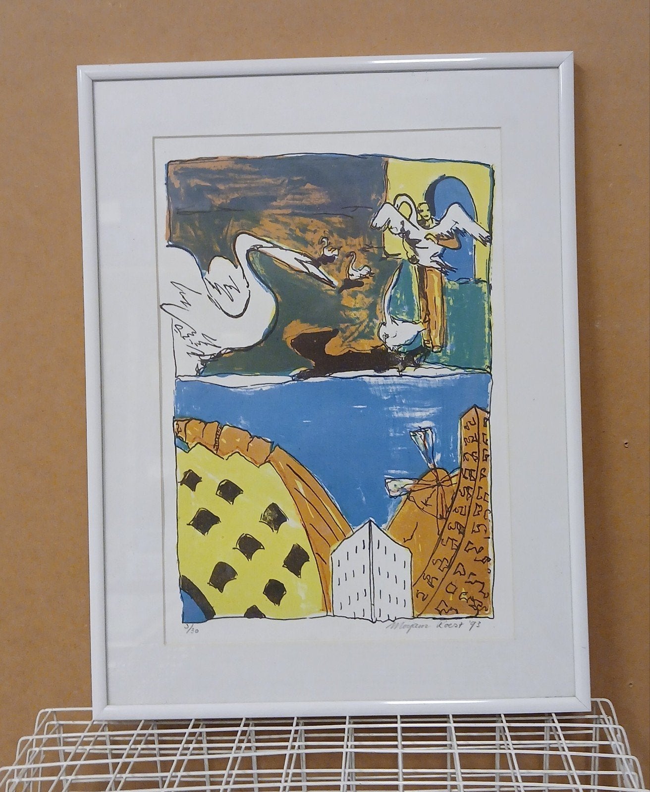 Gesigneerde en gedateerde zeefdruk van Mirjam Roest, Antiek en Kunst, Kunst | Schilderijen | Klassiek, Overige onderwerpen, Surrealisme
