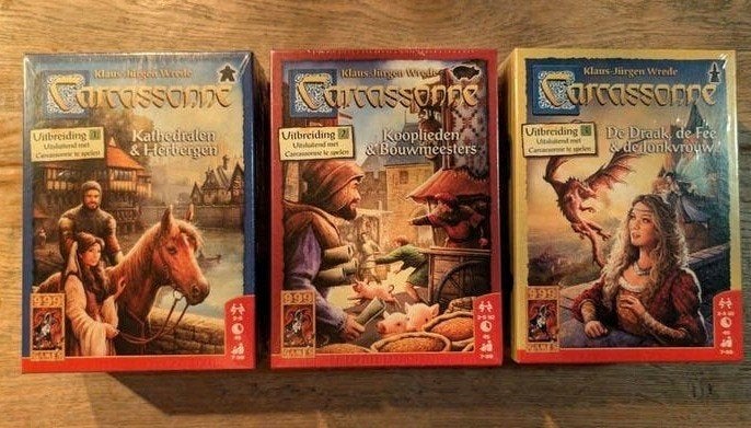 Carcassonne Uitbreidingen 1, 2 en 3 - Nieuw in plastic, Vijf spelers of meer, Ophalen of Verzenden, Nieuw, 999 Games