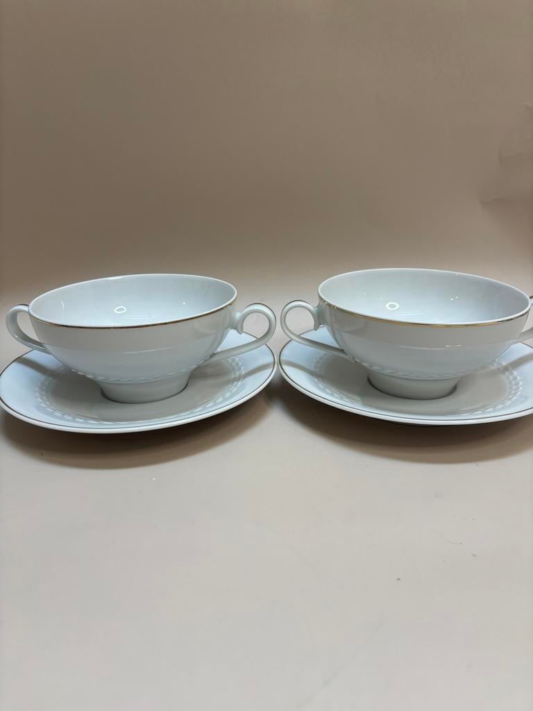 2 Tirschenreuth soepkommen met schotels wit goud, Antiek en Kunst, Ophalen of Verzenden