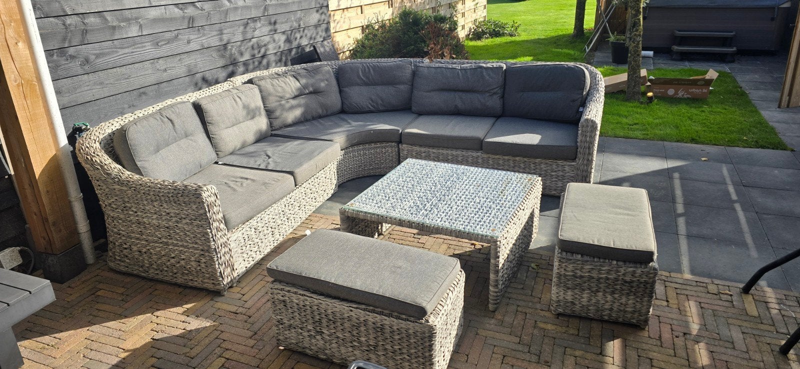 8 persoons loungeset, Ophalen, Gebruikt, Hocker, 8 zitplaatsen