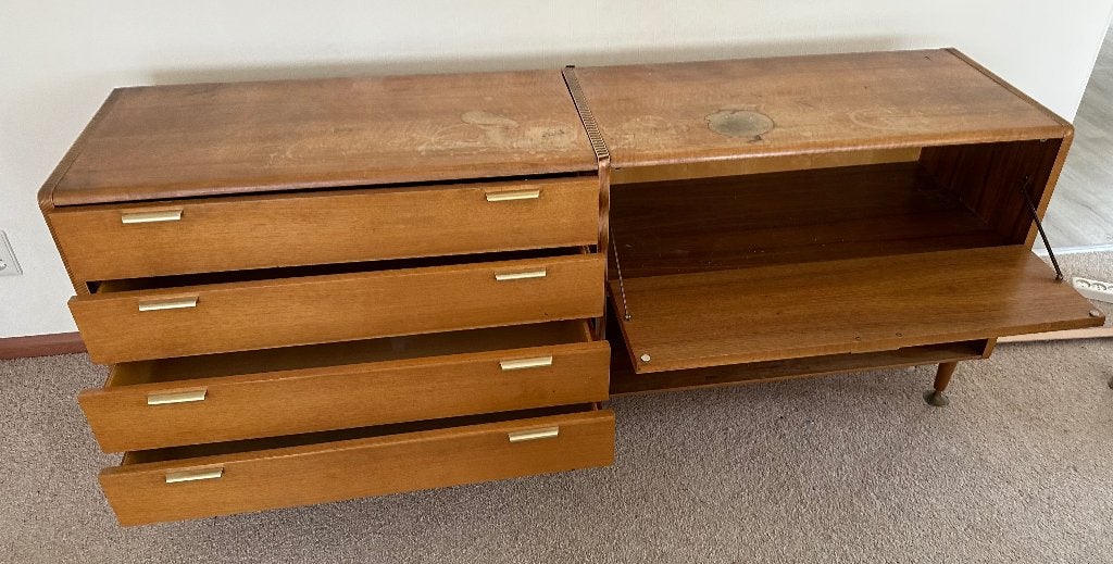 Vintage Dressoir met Lades en Opbergvakken, Ophalen, Gebruikt, 150 tot 200 cm, Met lade(s)
