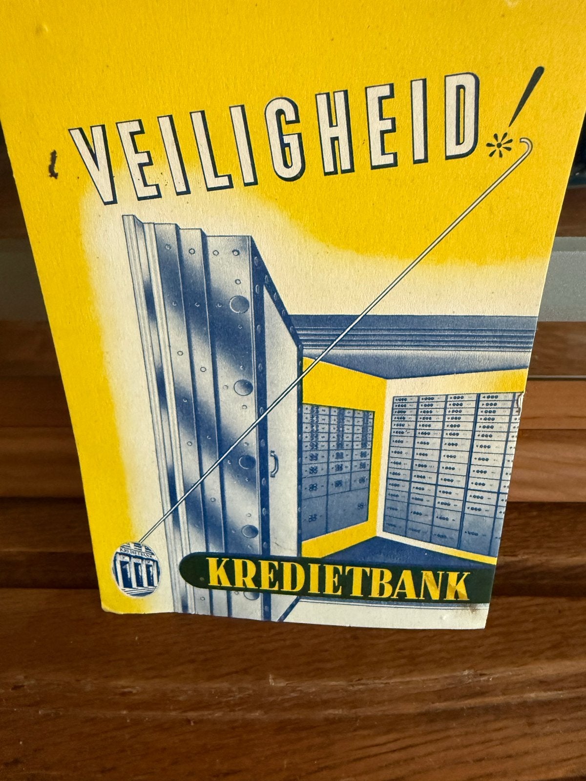 Vintage Kredietbank reclamefolder 'Veiligheid' (jaren '50), Verzamelen, Ophalen of Verzenden, 1960 tot 1980, West-Vlaanderen