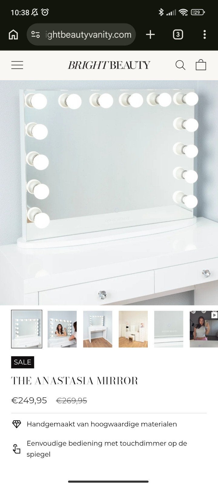 Bright Beauty The Anastasia Mirror met LED verlichting, Ophalen of Verzenden, Nieuw, Rechthoekig, 75 tot 100 cm