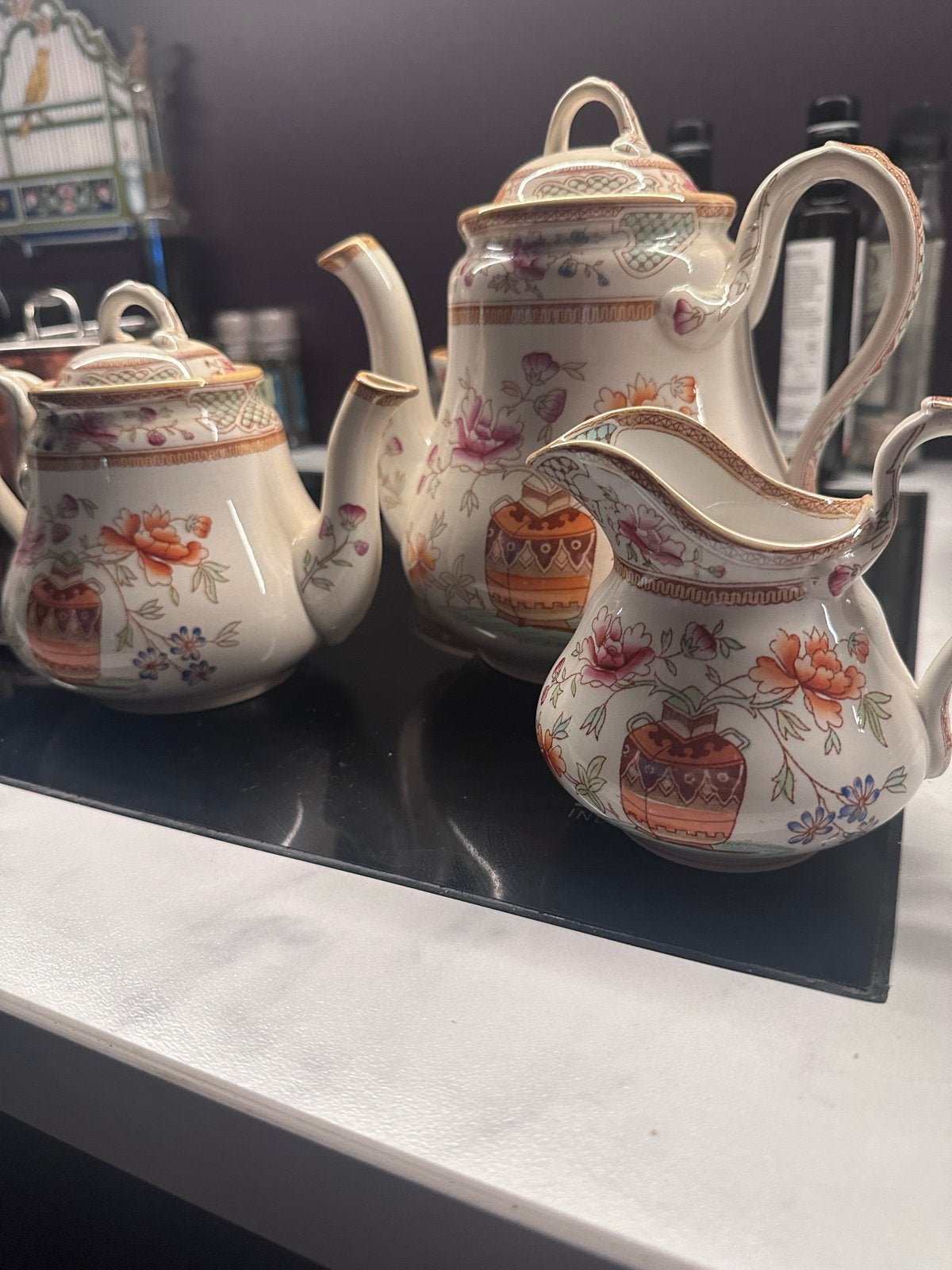 Antieke roomkan met bloemmotief. Regout FLORA, Antiek en Kunst, Ophalen of Verzenden