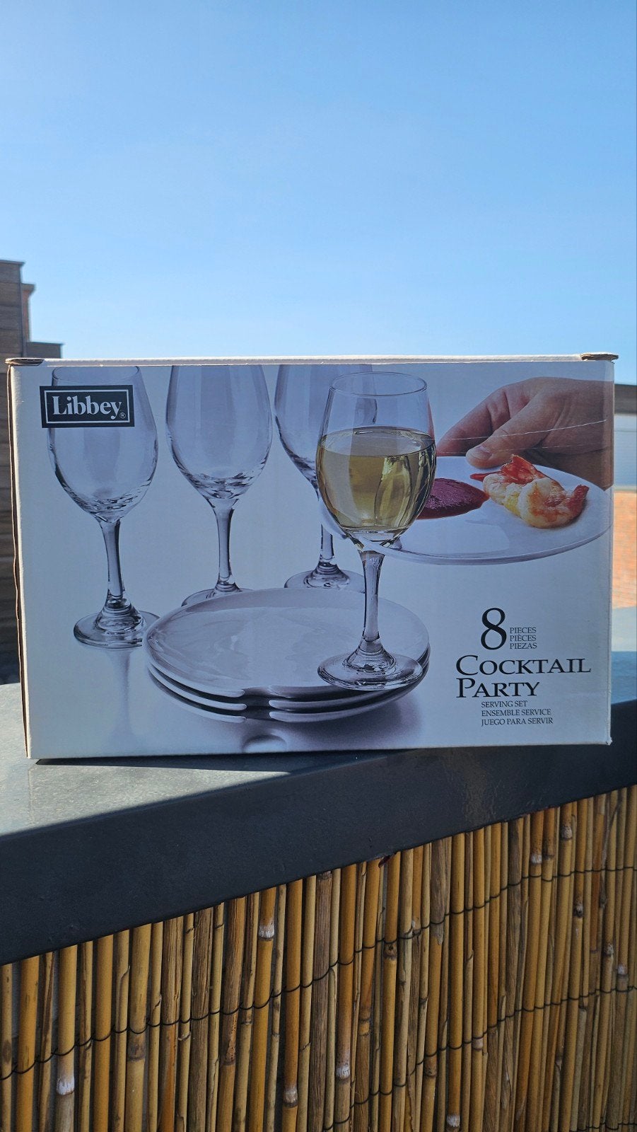 Libbey Cocktail Party Set: 4 Wijnglazen & 4 Borden, Ophalen, Overige merken, Nieuw, Glas