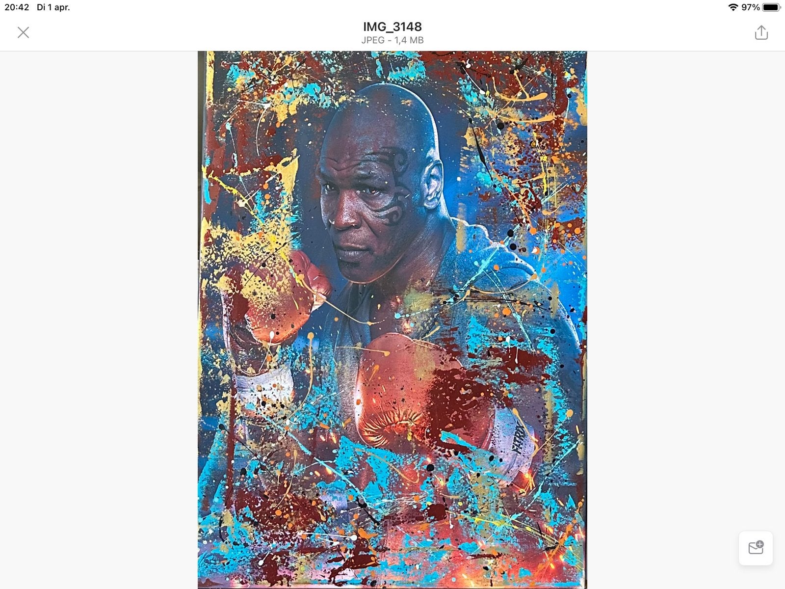 Mike Tyson- Katoenen canvasdoek- Mixed Media-90x60cm, Ophalen of Verzenden, Nieuw, Bokszak