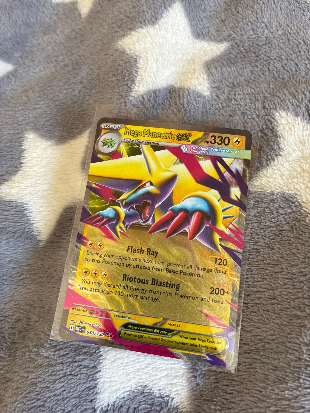 Mega Manectric EX Pokémon kaart - Nieuw en gesleeved, Ophalen, Nieuw, Losse kaart, Foil