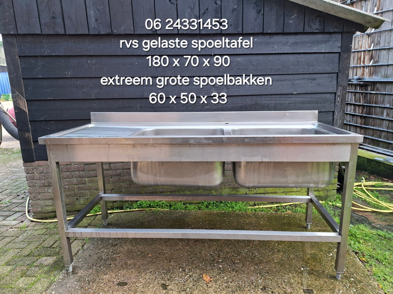 vol rvs gelaste spoeltafel, Huis en Inrichting, Ophalen, 150 tot 200 cm, Zo goed als nieuw, Minder dan 100 cm