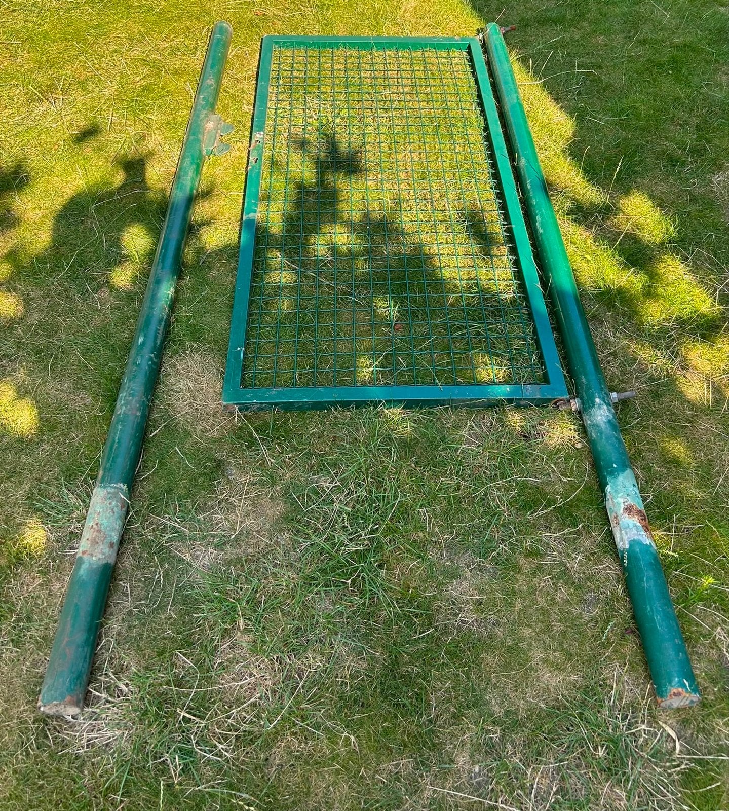 Gebruikte groene stalen tuinpoort ca. 105x175cm, Ophalen, Met poort, Gebruikt, Tuinhek