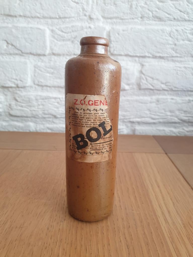 (T) Oude, kleine Bols kruik zonder kurk. Hoogte 15 cm., Ophalen of Verzenden