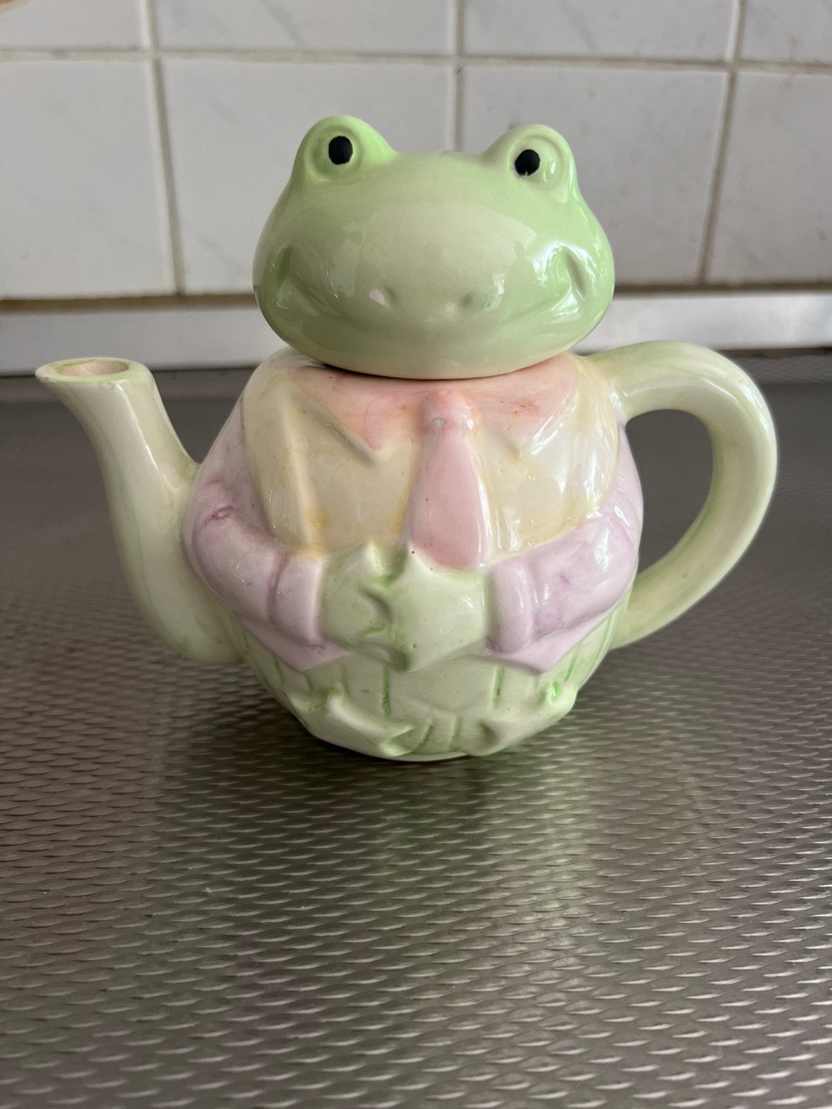 Vintage Keramieken Kikker Theepot., Keramiek, Ophalen of Verzenden, Zo goed als nieuw, Theepot