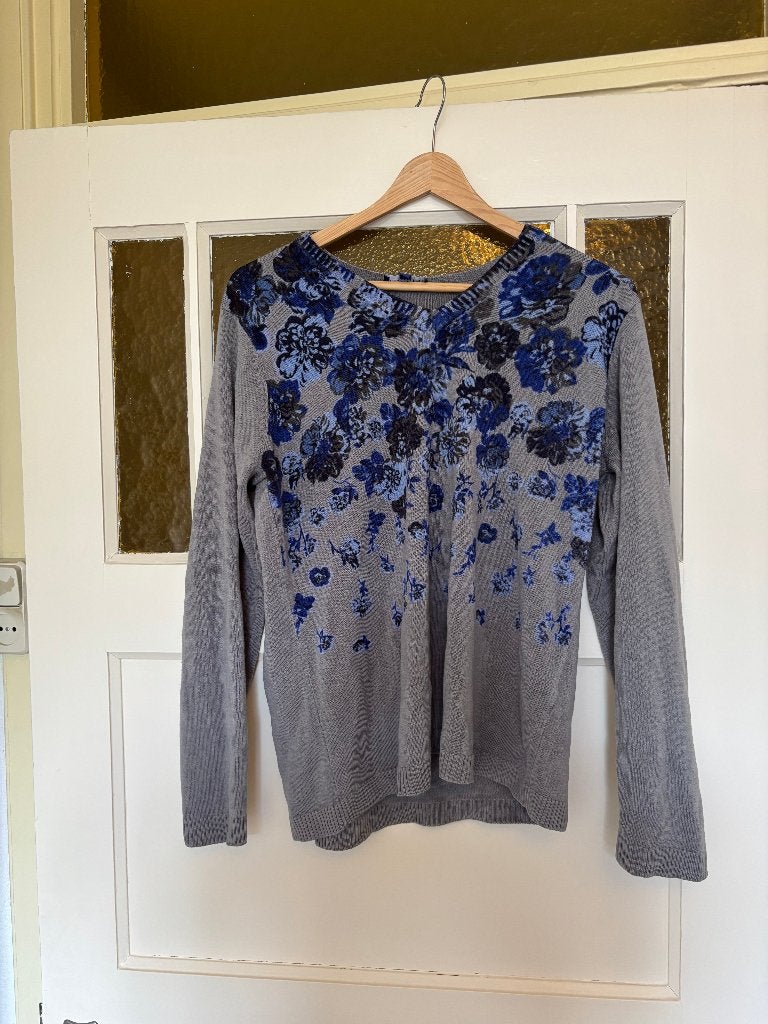 Biaggini blauwe bloemen trui, Kleding | Dames, Truien en Vesten, Ophalen of Verzenden, Nieuw, Blauw