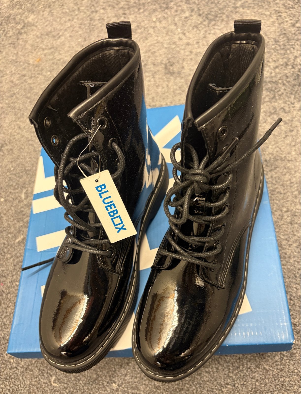 Nieuwe Zwarte Lak Blue Box Boots Maat 39, Ophalen of Verzenden, Nieuw, Zwart, Lage of Enkellaarzen