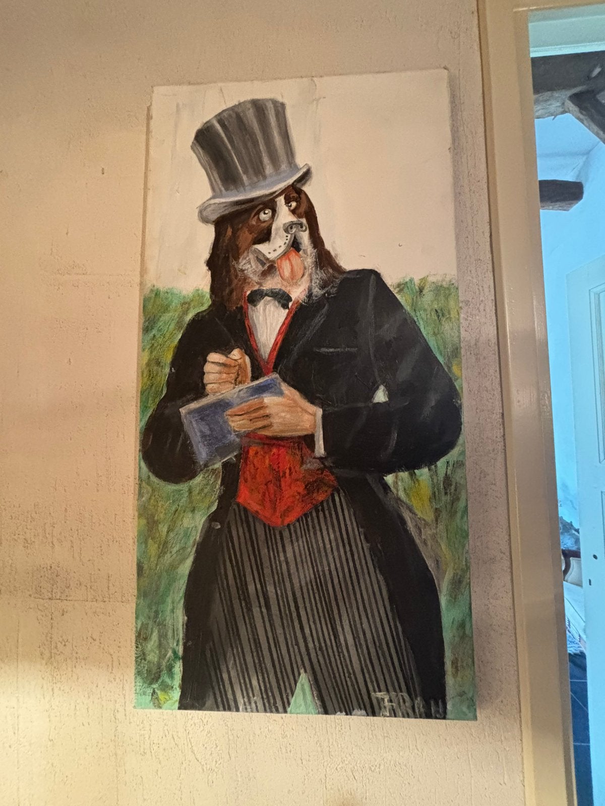 Jachthond op doek geschilderd, gesigneerd, Antiek en Kunst, Kunst | Schilderijen | Klassiek, Ophalen, Doek, Dieren, Olieverf