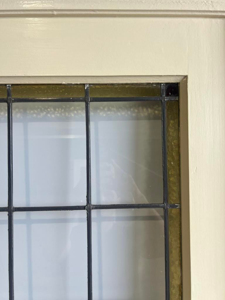 Oude ensuite schuifdeuren glas in lood kleur rand, Gebruikt, 120 cm of meer, Binnendeur, Ophalen of Verzenden