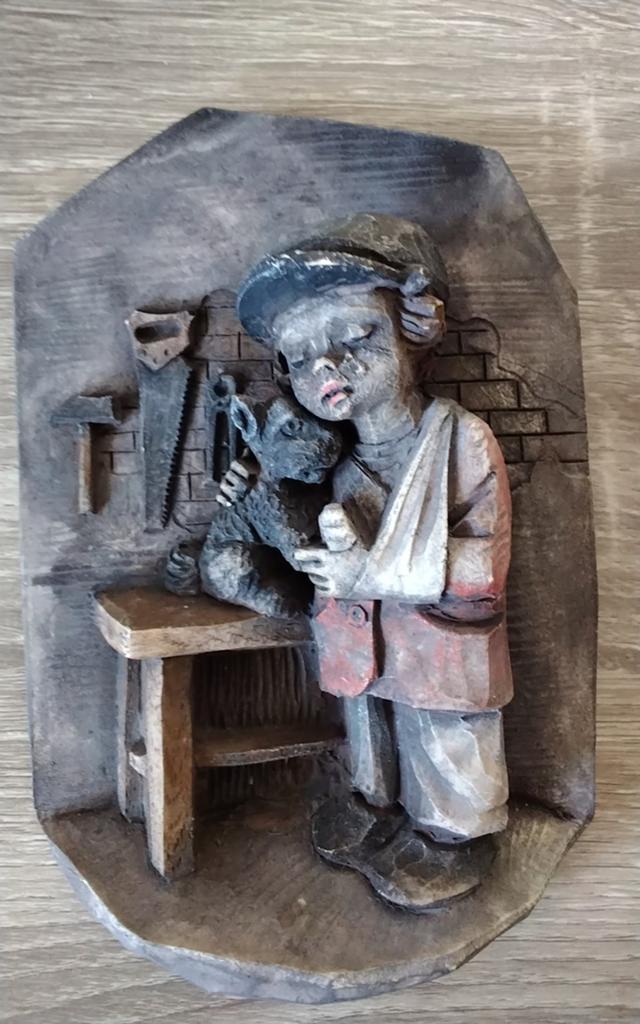 Vintage Wanddecoratie/ reliëfschilderijtje ( steen), Ophalen of Verzenden