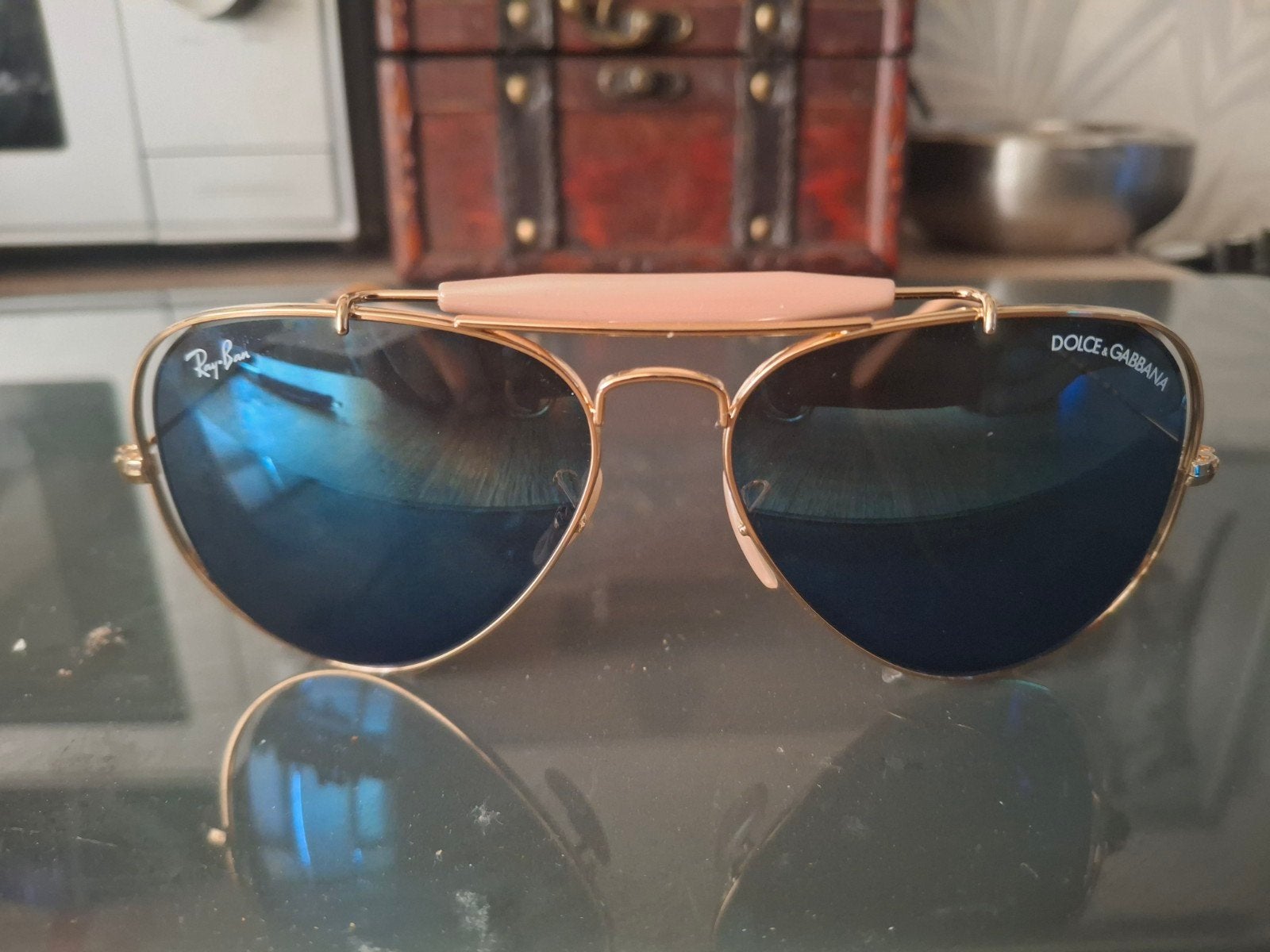 Ray-Ban Dolce & Gabbana Zonnebril Goud Blauw, Ophalen of Verzenden