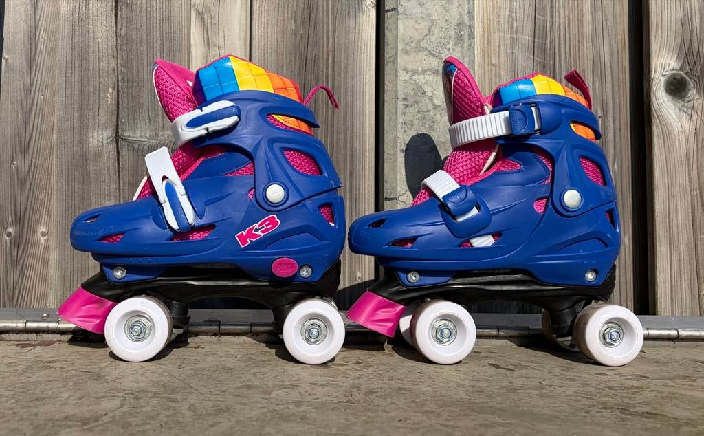K3 Verstelbare Roller Skates - Blauw/Roze, Ophalen of Verzenden, Verstelbaar, Gebruikt, Kinderen