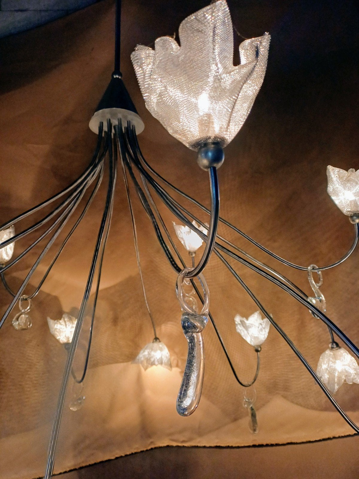 Harco loor design lamp breeze 15 kelken,  ice ornamenten, Ophalen, Zo goed als nieuw, Glas, G4