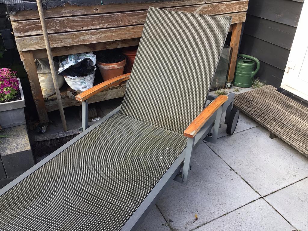 Tuin ligbank, Ophalen, Gebruikt, Kunststof, Verrijdbaar