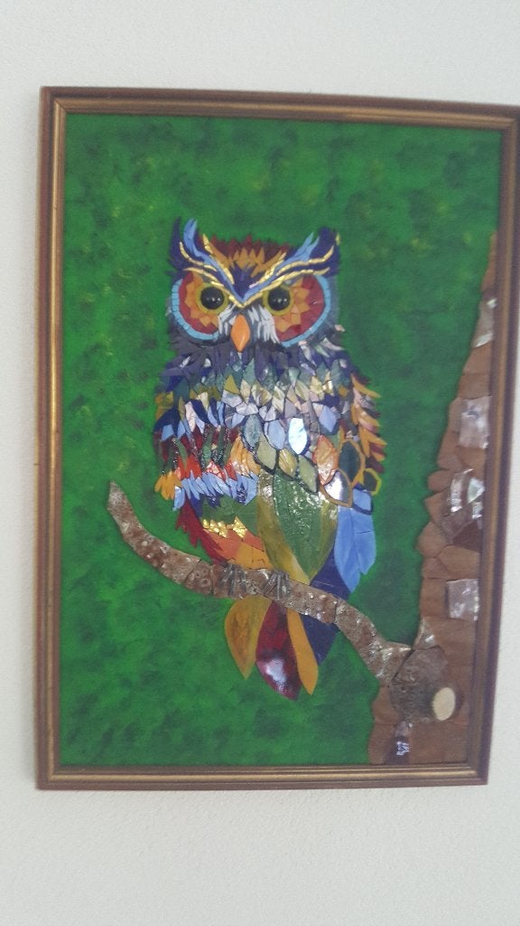 Schilderij mozaiek, Ingelijst, Glas, Ophalen of Verzenden, Dieren