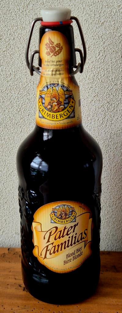 Oude volle 0,75 lt fles Pater Familias GRIMBERGEN Abdij bier, Ophalen of Verzenden, Zo goed als nieuw, Flesje(s), Overige merken