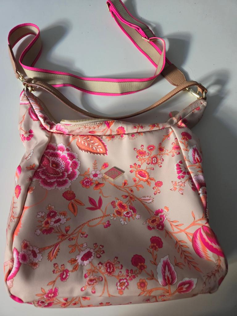 Oilily Schoudertas met Bloemenprint, Sieraden, Tassen en Uiterlijk, Tassen | Schoudertassen, Nieuw, Oilily, Beige, Ophalen of Verzenden