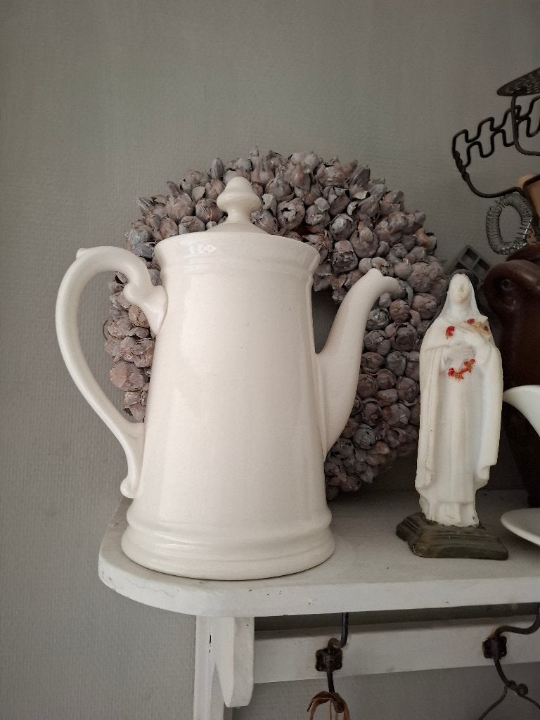witte aardewerk koffiepot Societe Ceramique Maastricht, Ophalen of Verzenden