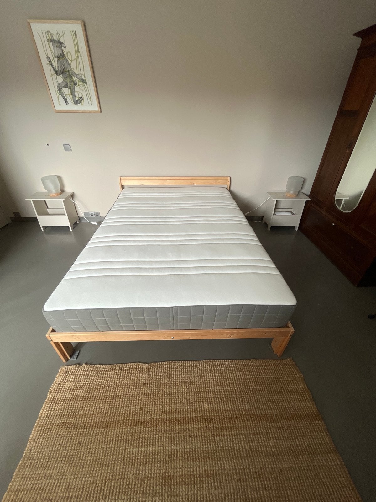 Houten bed IKEA met Hövåg matras, Ophalen, Overige kleuren, Tweepersoons, 140 cm