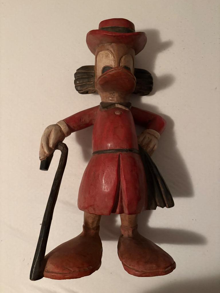 Dagobert duck- Scrooge McDuck houten beeldje van 51 CM, Ophalen, Donald Duck, Gebruikt, Beeldje of Figuurtje