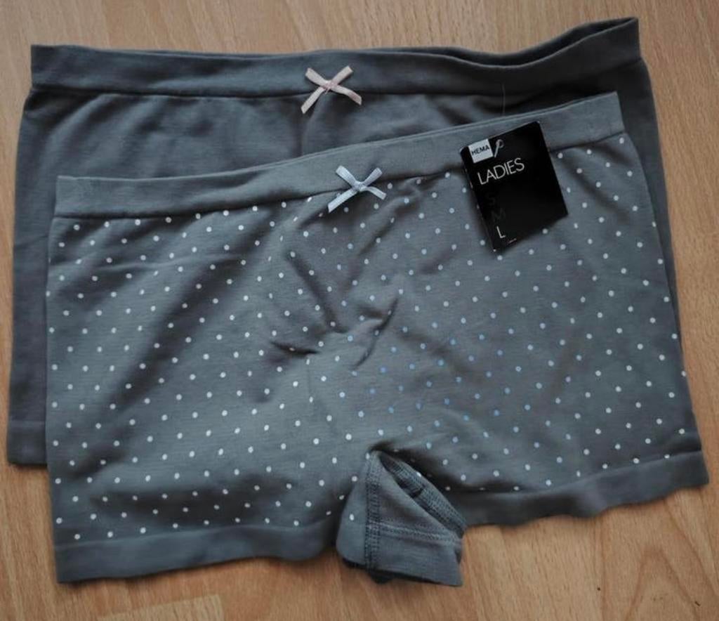 Hema Dames Boxers Naadloos Grijs Maat L Nieuw Setje, Ophalen of Verzenden, Grijs, Broekje of Short