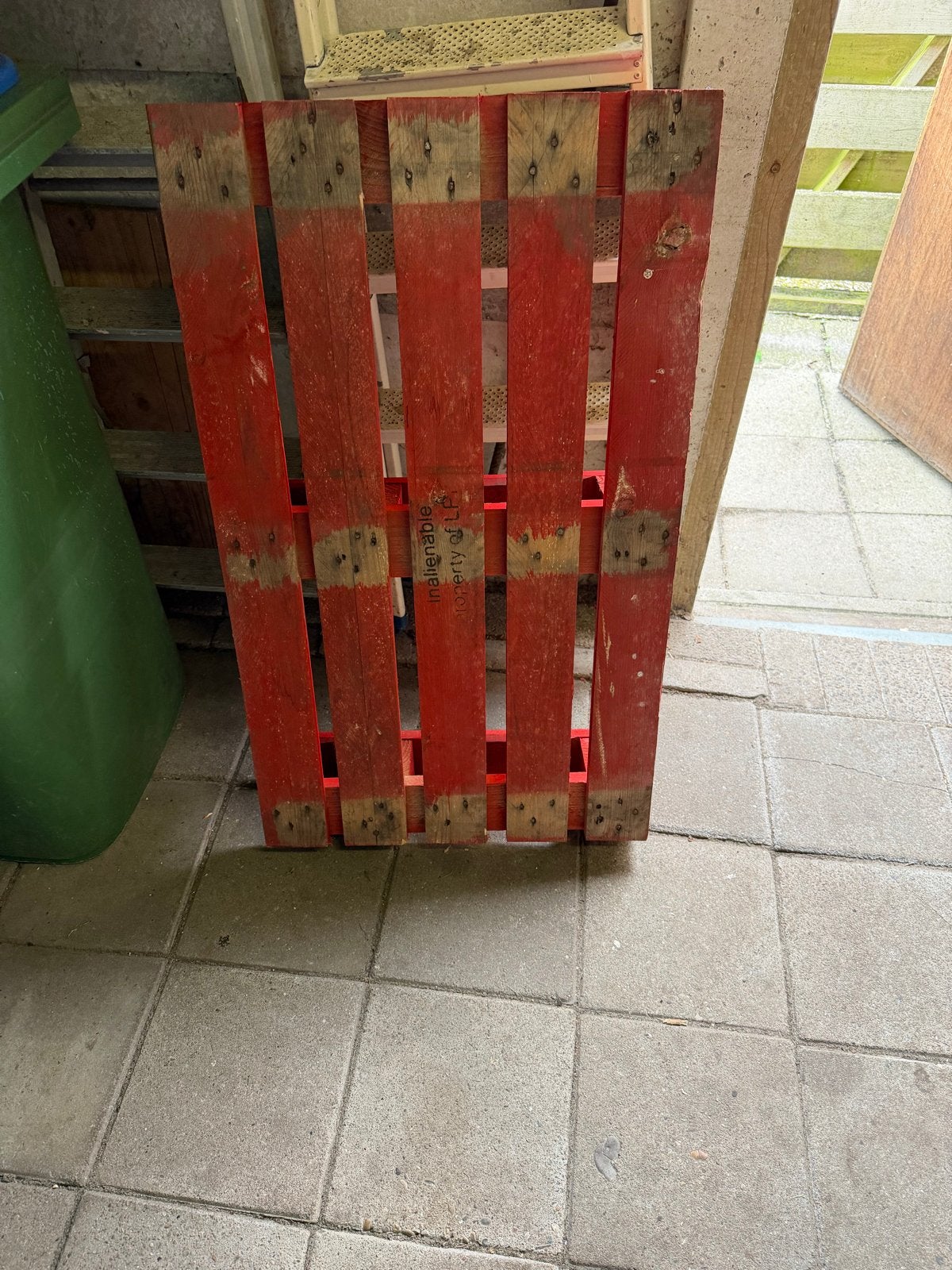 Rode houten pallet - Gebruikt, Ophalen, Gebruikt, Overige houtsoorten, Pallet