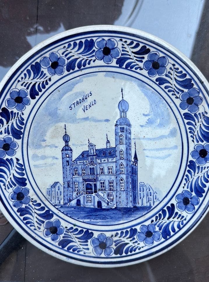 Delfst Blauw wandbord  Venlo Stadhuis, Ophalen of Verzenden