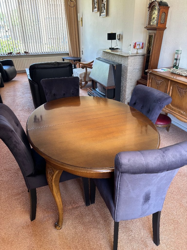 Eetkamerstoelen, Huis en Inrichting, Stoelen, Ophalen, Gebruikt, Blauw, Vier