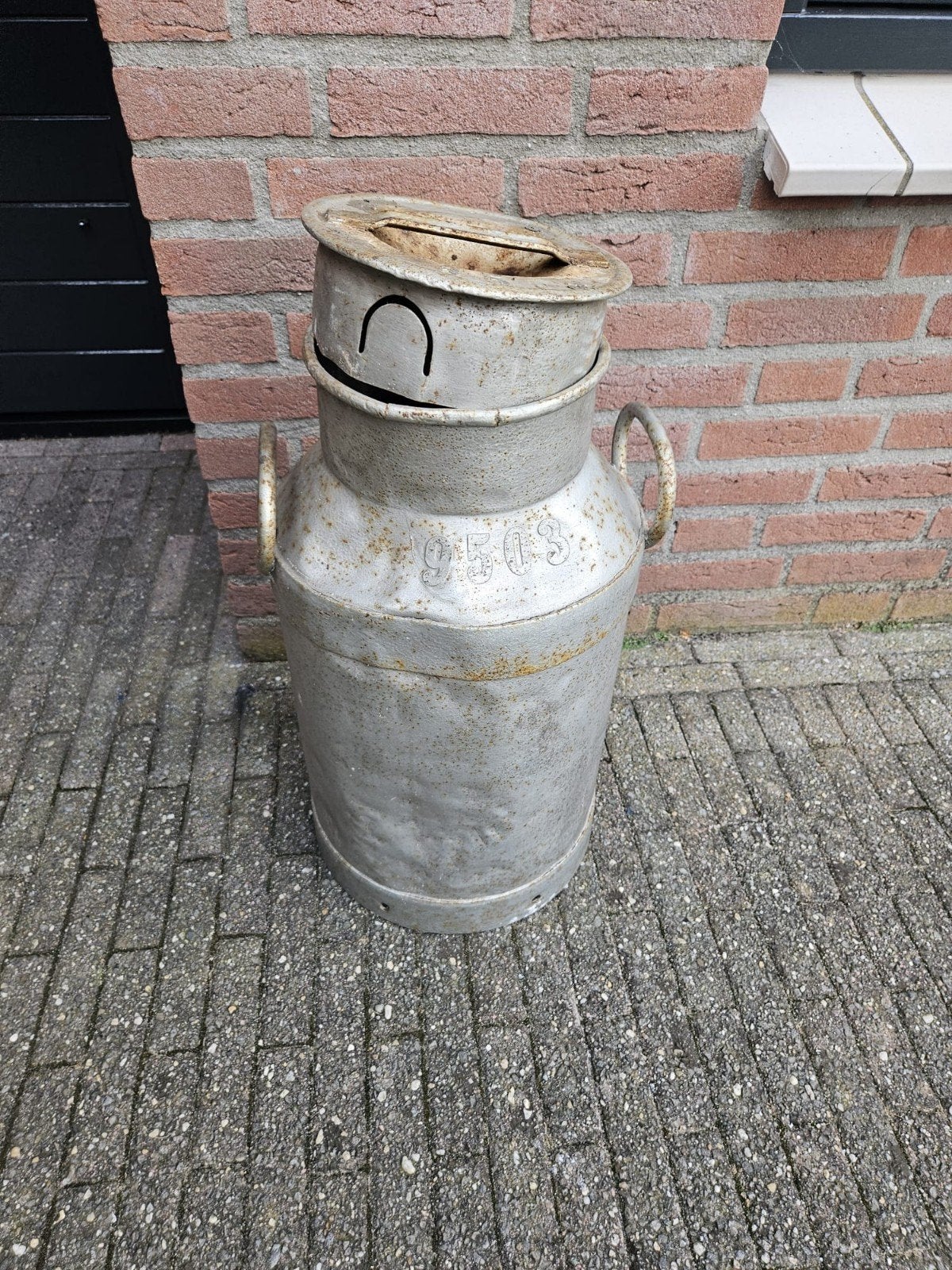 Vintage ijzeren melkbus met deksel - Decoratief item, Ophalen