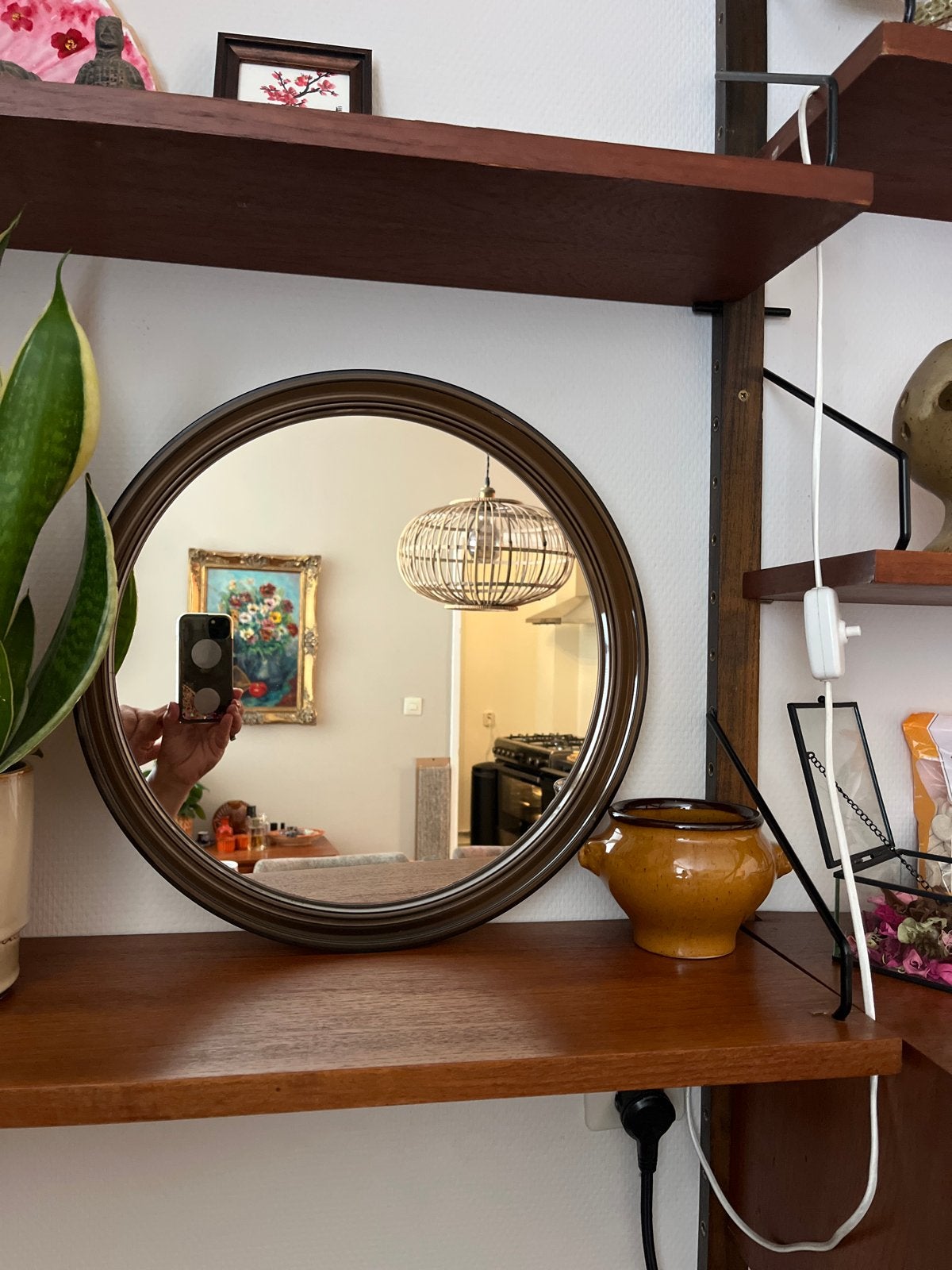 Jaren 70 spiegel. Vintage, Ophalen, Minder dan 50 cm, Rond, Zo goed als nieuw
