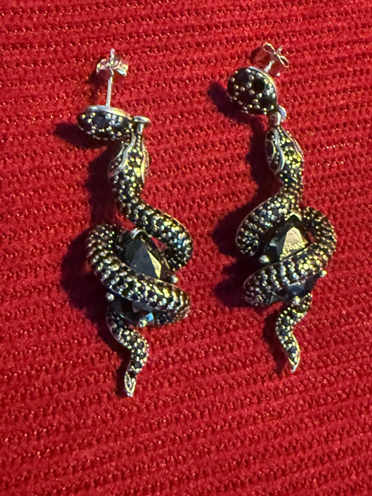 Thomas  sabo zilveren snake oorbellen zwarte steen, Ophalen of Verzenden, Zo goed als nieuw, Zilver